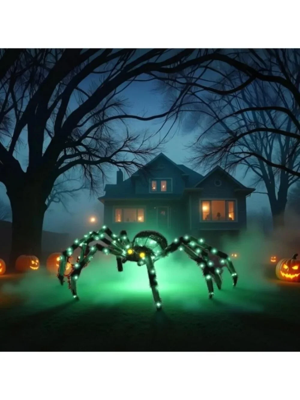 Giant 4.2Ft Light Up Spider Halloween Decoration with 90 LED Lights for Yard
